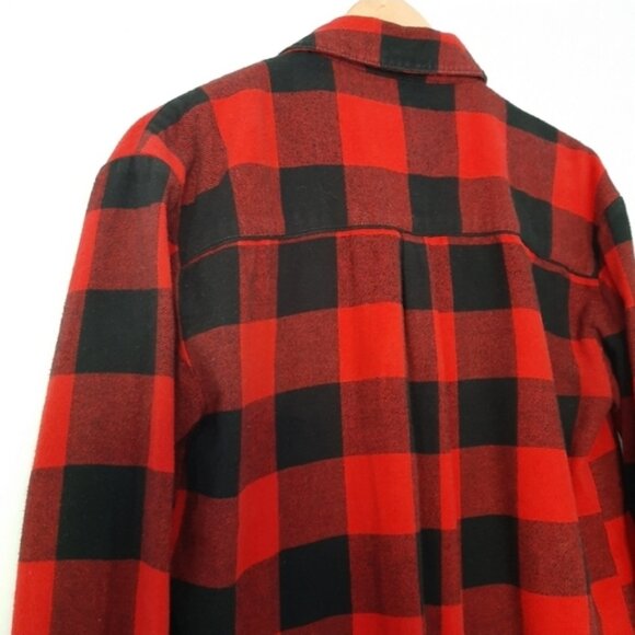 FOREVER 21 Classic Flannel Buffalo Check Plaid Button Down Shirt Red Black Sz S - Picture 12 of 13
